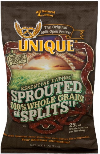 Unique 100% Whole Grain Splits Pretzels Perspective: front