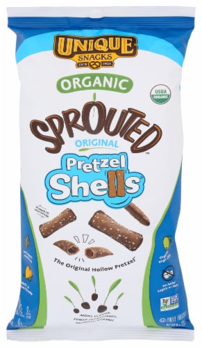 Unique Original Sea Salt Sprouted Whole Grain Wheat Pretzel Shells Perspective: front