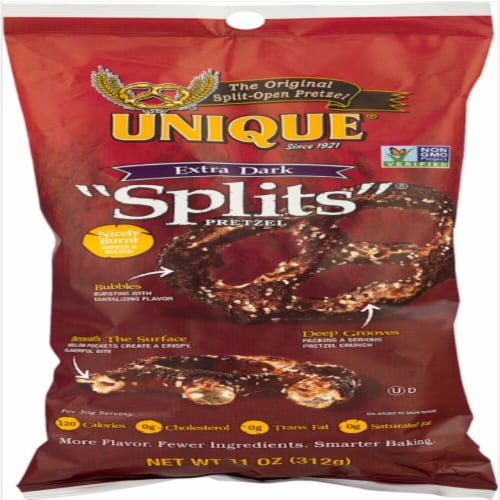 Unique Pretzel Bakery Extra Dark Pretzel Splits® Perspective: front