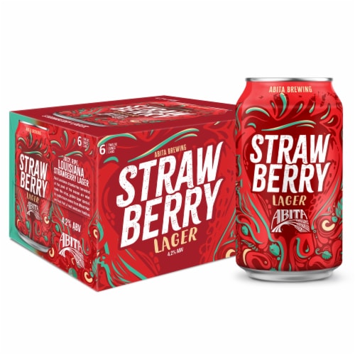 Abita Strawberry Lager Craft Beer Cans Perspective: front