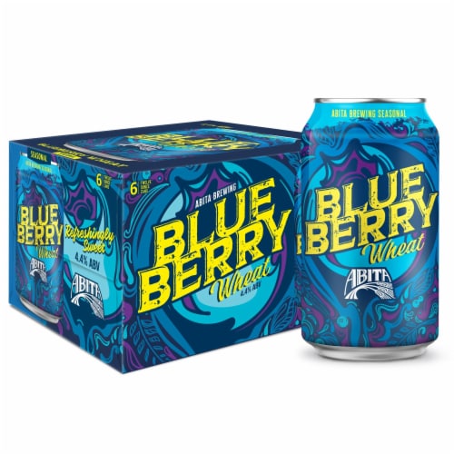 Abita Blueberry Wheat Craft Beer 6 Pack cans 12 fl oz 4.4% ABV Perspective: front