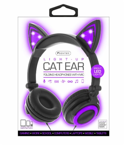 Sentry® Light-Up Cat Ear Headset - Purple Perspective: front