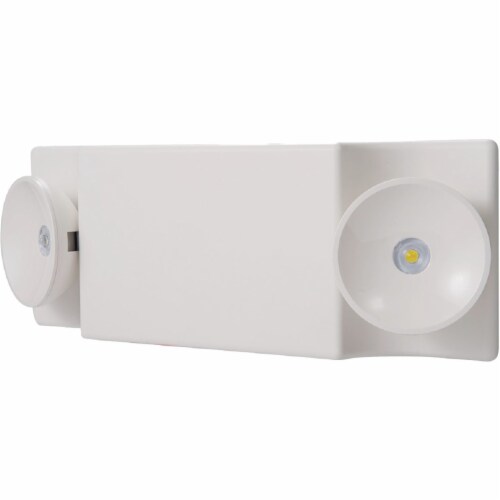 Sure-Lites 2-Head White Polycarbonate LED Emergency Light SEL17 Perspective: front