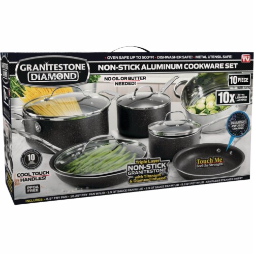 GraniteStone Diamond 10-Piece Non-Stick Aluminum Cookware Set 2228 Perspective: front