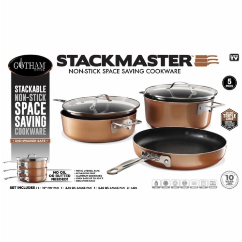 Gotham Steel 6009770 Stackmaster Aluminum Fry Pan Set, Copper, 1 - Baker's