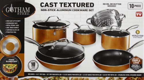 Gotham Steel Non-Stick 10-Piece Cookware Set, Red/Copper