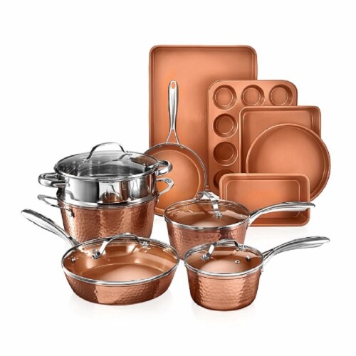 Gotham Steel Hammered Cookware + Bakeware Set Perspective: front
