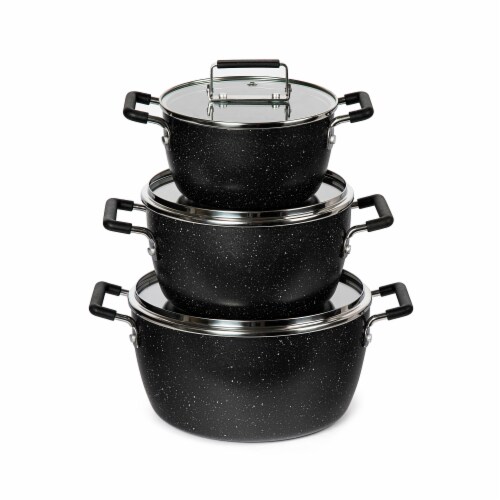 Granite Stone Non-Stick Nesting Pots - Black Perspective: front
