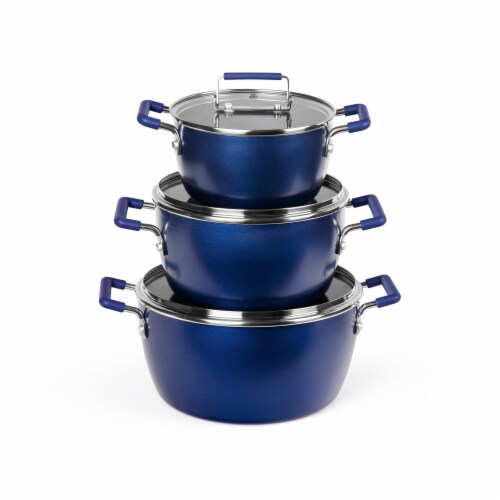 Granite Stone Blue Non-Stick Nesting Pots Perspective: front