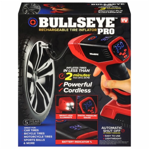 Bullseye Pro™ Powerful Cordless Rechargeable Tire Inflator Perspective: front