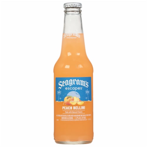 Seagram's Escapes Peach Bellini Flavored Hard Beverage Cooler Single Bottle Perspective: front