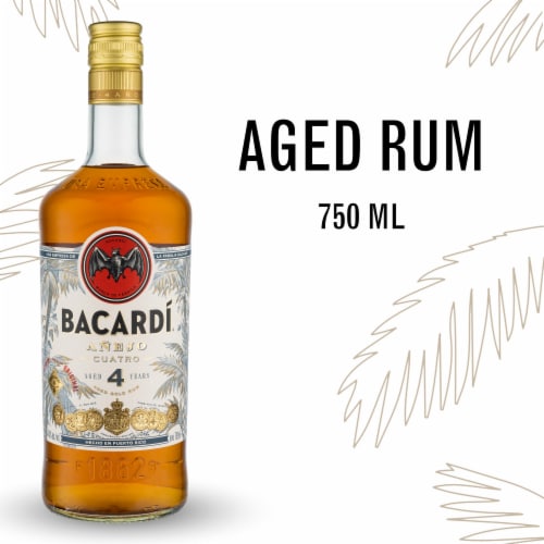 BACARDÍ® Anejo Cuatro Aged Gold Rum, Gluten Free Perspective: front