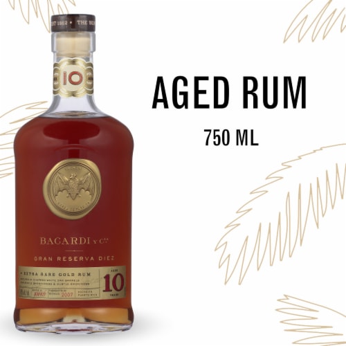 Bacardi Gran Reserva Diez 10 Years Aged Extra Rare Gold Dark Rum Perspective: front