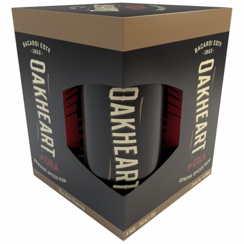 Bacardi Oakheart Genuine Cola and Spiced Rum Ready to Drink Cocktail Perspective: front