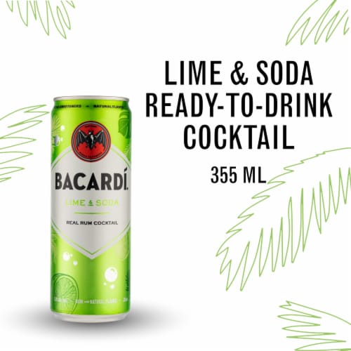 BACARDÍ® Lime & Soda Ready to Drink Real Rum Cocktail, Gluten Free Perspective: front