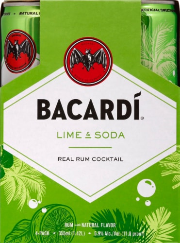 Bacardi Lime Soda Ready to Drink Cocktail Perspective: front
