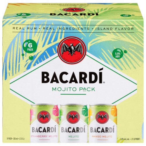Bacardi Mojito Rum Ready to Drink Cocktail Variety Pack Perspective: front