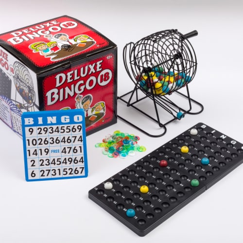 Regal Games Deluxe Bingo and Mexican Train Dominoes Board Game Set Perspective: front