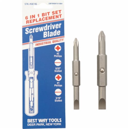 Best Way Tools 6-In-1 Replacement Double-End Screwdriver Bit Set 58745 Perspective: front