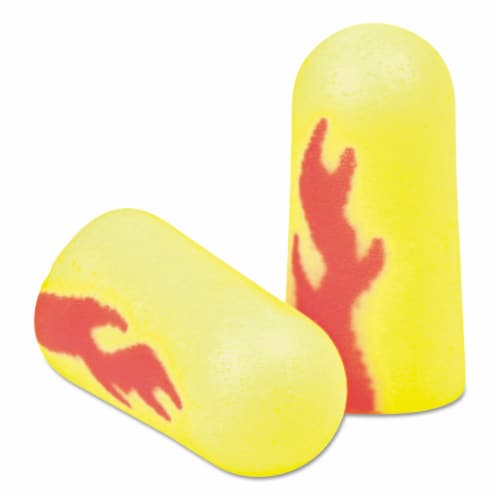 3M E-A-Rsoft Blasts Earplugs Uncorded Foam Yellow Neon/Red Flame 200 Pairs 3121252 Perspective: front
