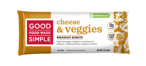 Good Food Made Simple® Cheese & Veggies Breakfast Burrito Perspective: front