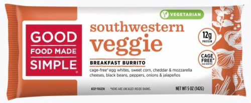 Good Food Made Simple Southwestern Veggie Egg White Breakfast Burrito Perspective: front