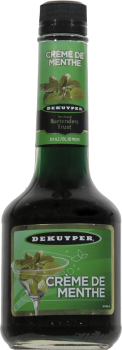 DeKuyper Crème De Menthe Green Liqueur Perspective: front