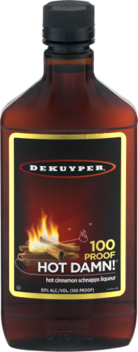 DeKuyper Hot Damn! Cinnamon Schnapps 100 Proof Liqueur Perspective: front