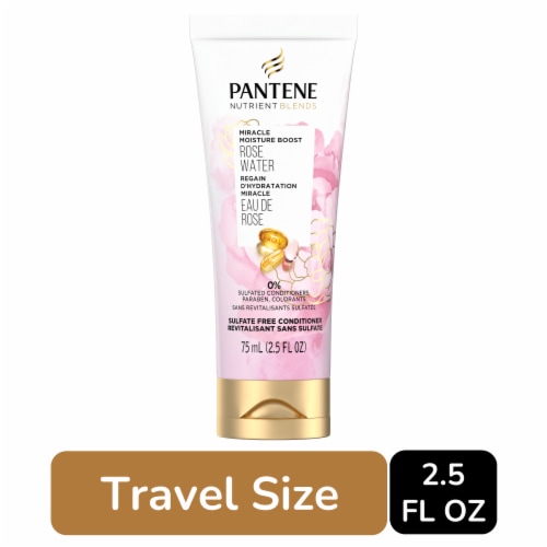 Pantene Nutrient Blends Miracle Moisture Boost Conditioner with Rose Water Sulfate Free Travel Size Perspective: front