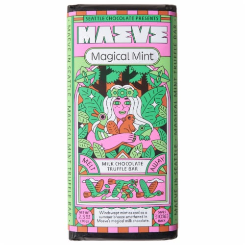 Seattle Chocolate Double Distilled Mint Milk Chocolate Truffle Candy Bar Perspective: front
