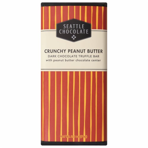 Seattle Chocolate Crunchy Peanut Butter Dark Chocolate Truffle Candy Bar Perspective: front