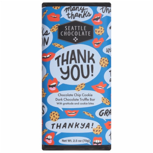 Seattle Chocolate Thank You Cookie Dark Chocolate Truffle Candy Bar Perspective: front