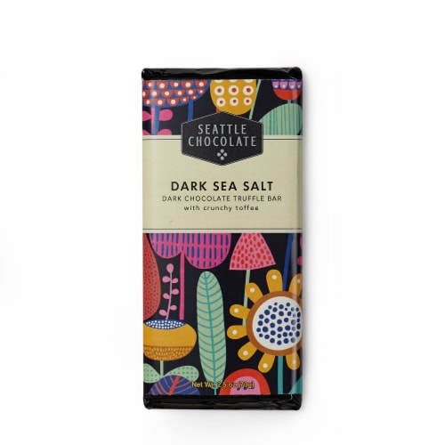 Seattle Chocolate Dark Sea Salt Dark Chocolate Truffle Candy Bar Perspective: front