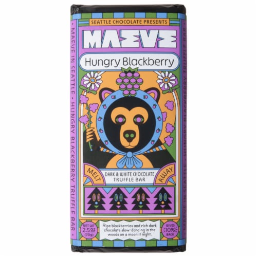 Seattle Chocolate Hungry Blackberry Truffle Bar Perspective: front