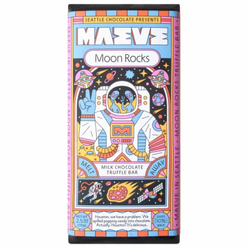 Seattle Chocolate Maeve Moon Rocks Melt Away Milk Chocolate Truffle Bar Perspective: front