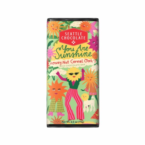 Seattle Chocolate You Are Sunshine Honey Nut Cereal Ooh's Milk Chocolate Candy Bar Perspective: front