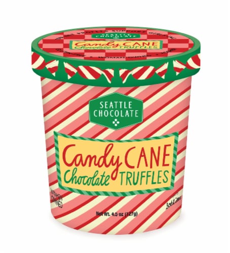 Seattle Chocolate Holiday Candy Cane Chocolate Truffle Gift Box Perspective: front