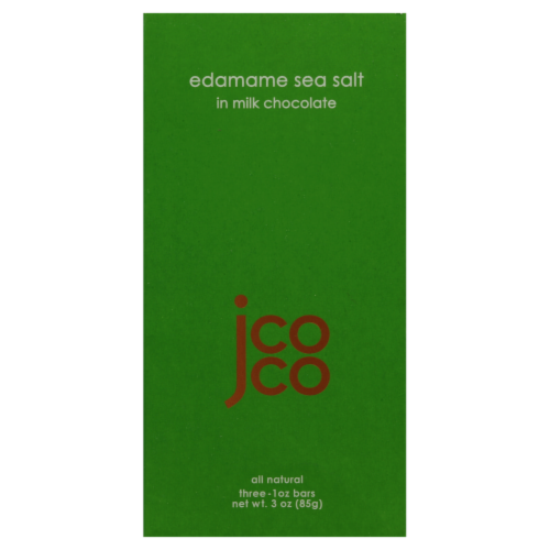 Jcoco Edamame Sea Salt Milk Chocolate Bar Perspective: front
