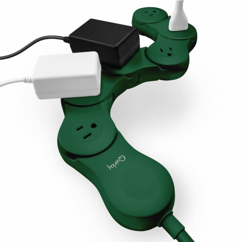 Quirky Pivot Forest Green Power Extention Strip Perspective: front