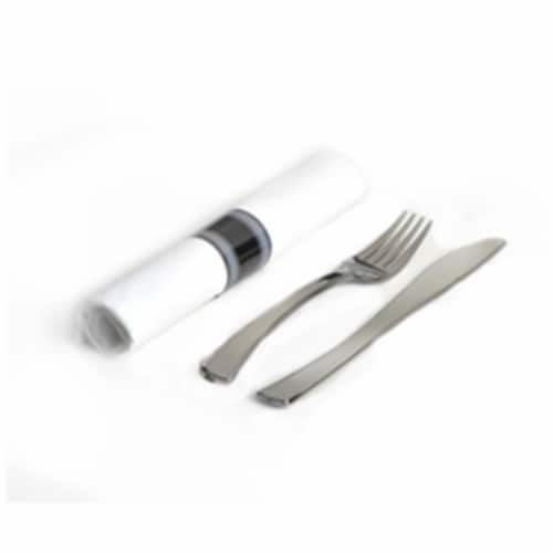EMI Yoshi EMI-GWFKN Glimmerware Salad Fork-Dinner Knife Rolled Cutlery Kit - Pack of 100 - Si Perspective: front