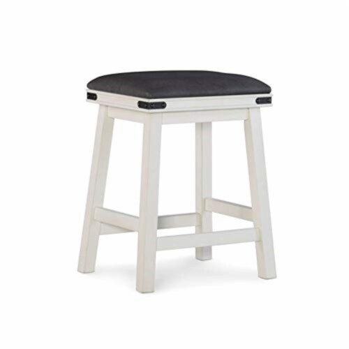 Linon Serrano 24  Wood Backless Counter Stool in Off White Perspective: front