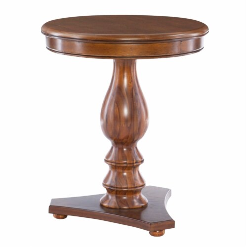 Linon Bree Wood Accent Side Table in Hazelnut Brown Perspective: front