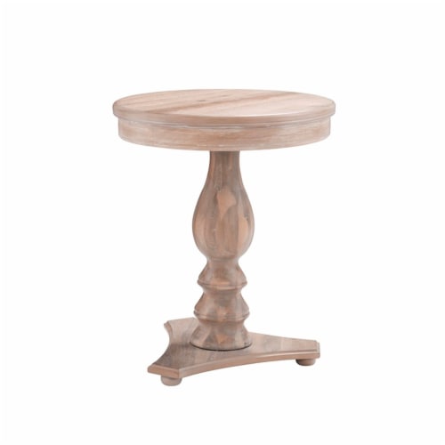 Linon Bree Wood Accent Side Table in Natural Brown Perspective: front