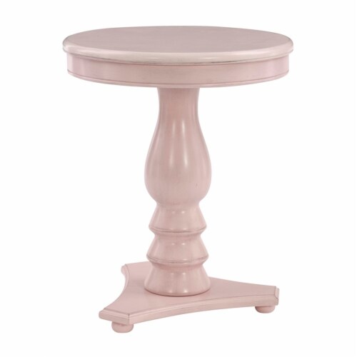 Linon Bree Wood Accent Side Table in Pink Perspective: front