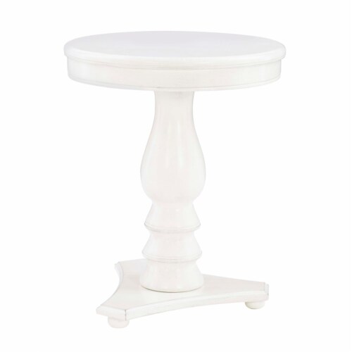 Linon Bree Wood Accent Side Table in White Perspective: front