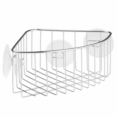 InterDesign Rondo Bath Corner Suction Basket - Stainless Steel Perspective: front
