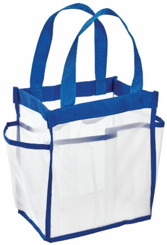 InterDesign Mesh Shower Tote - White/Mazarine Blue Perspective: front