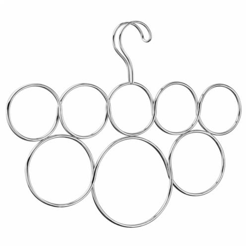 InterDesign Chrome Over Rod 8-Loop Scarf Holder - Silver Perspective: front