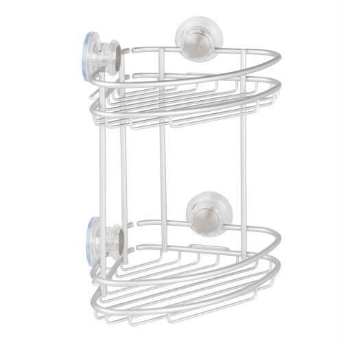 iDesign Metro Turn-N-Lock 2-tier Corner Basket - Silver Perspective: front