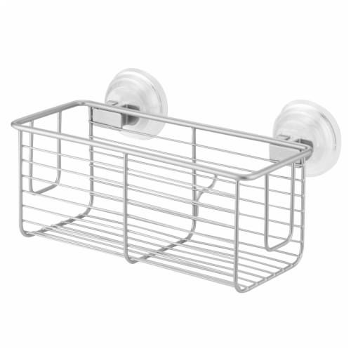 iDesign Classico Suction Bathroom Basket - Silver Perspective: front